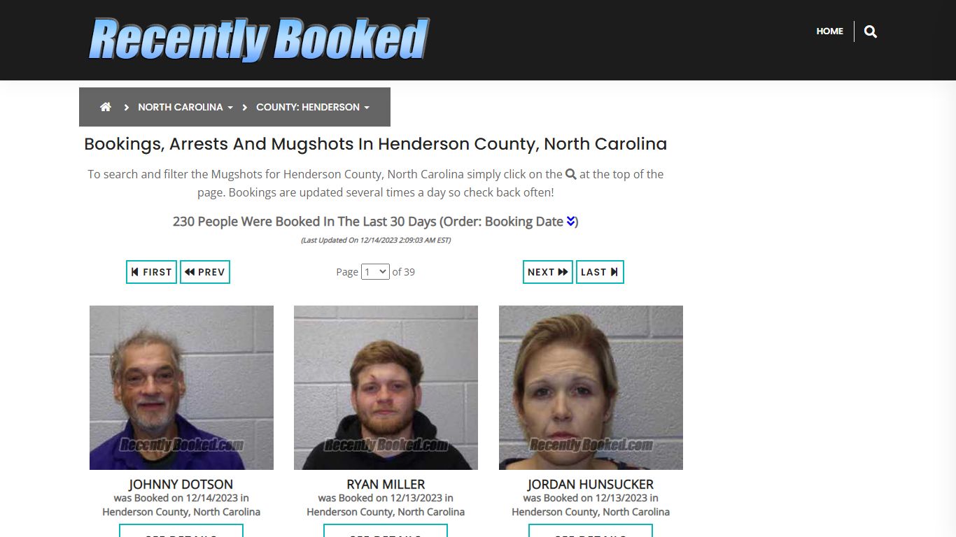 Bookings, Arrests and Mugshots in Henderson County, North Carolina